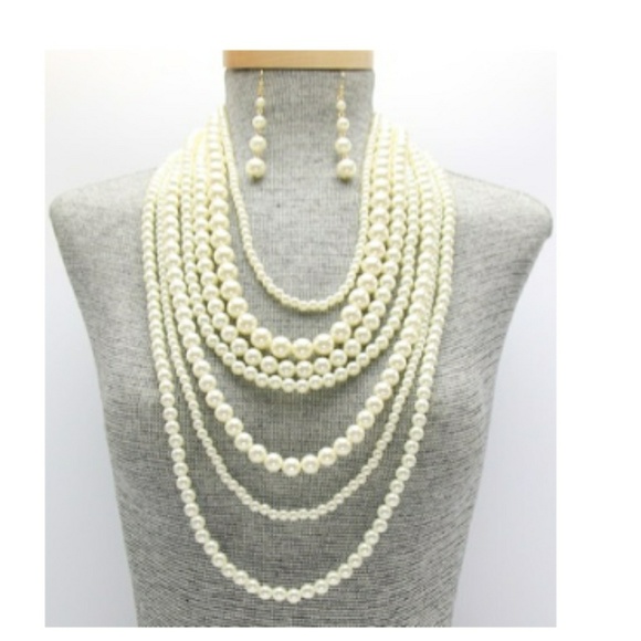 Pearl statement necklace set - Picture 1 of 2